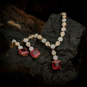 18KT Real Diamond Ladies Necklace Set
