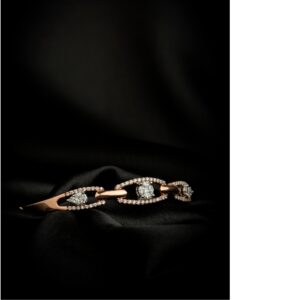 18KT Real Diamond Ladies Marquise Designer Bangle