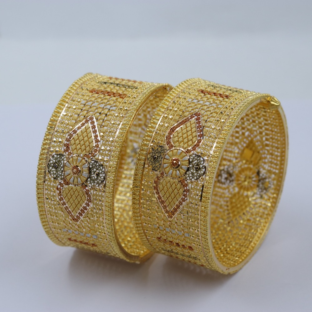 916 Gold Colorful Kolkata Bangles with screw