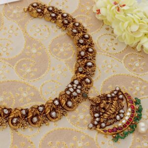 22KT Gold Mahalaxmi Design Temple Necklace