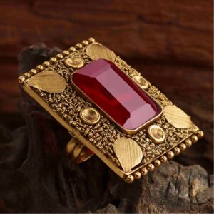 22K Gold Antique Pink Stone Rings