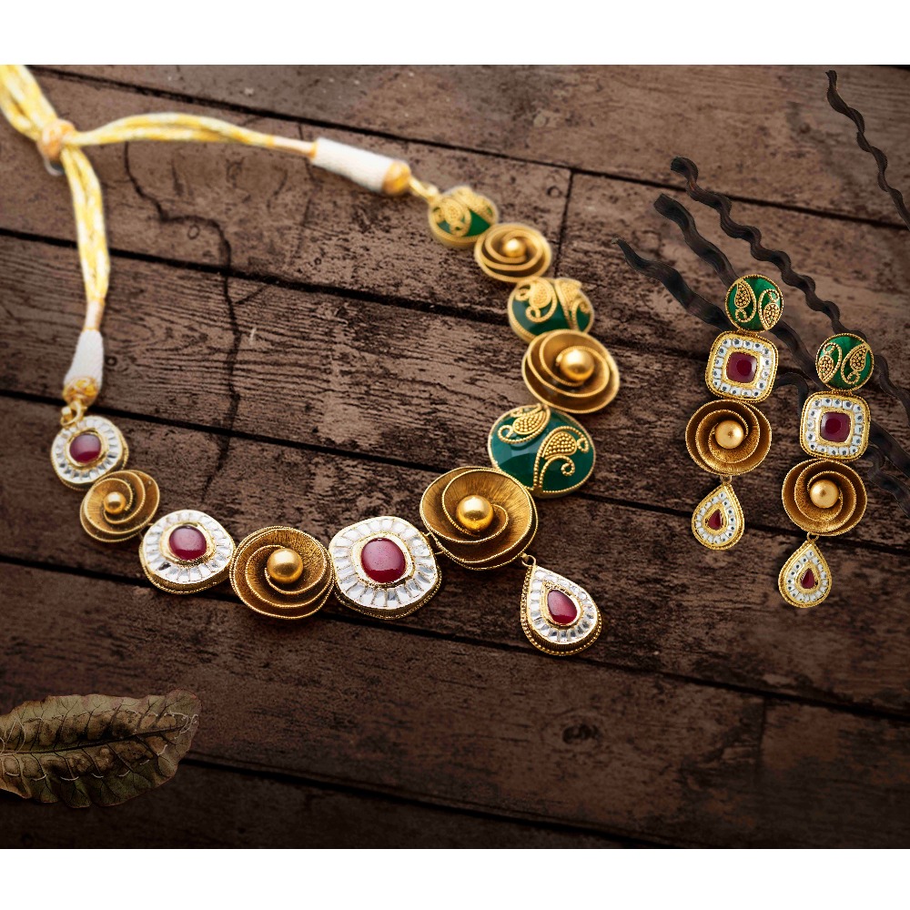 916 Gold Antique Necklace Set - Image 2