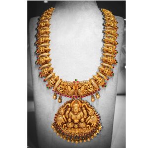 22K Gold Antique Temple Elephant Design Necklace