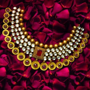 916 Gold Antique Polki Necklace Set