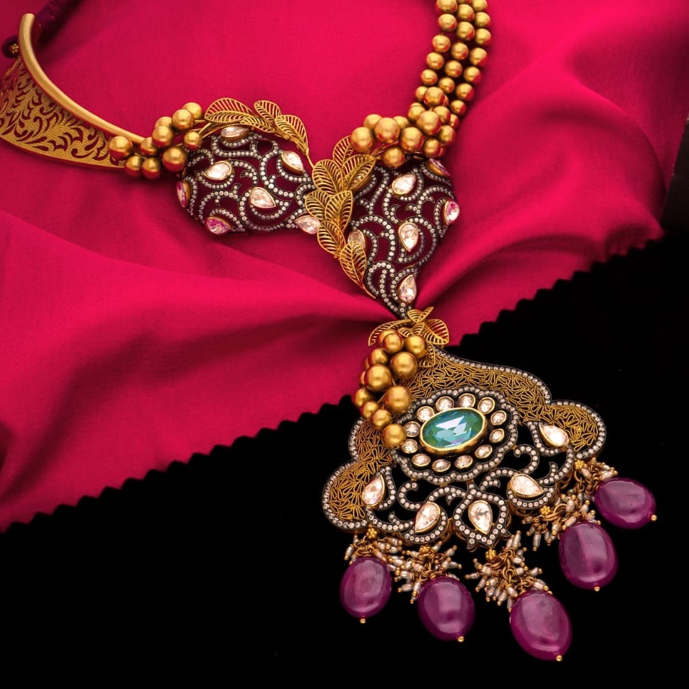 916 Gold Antique Wedding Necklace Set