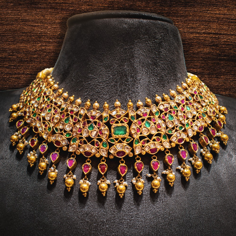 22K Gold colorful Bridal Necklace Set