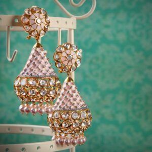 916 Gold Hallmarked Kundan Earrings