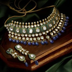 916 Gold Hallmark Jadau Bridal Necklace Set