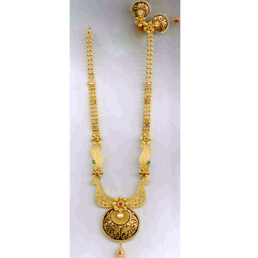 Gold Uncut Antique Designer Necklace Yellow.