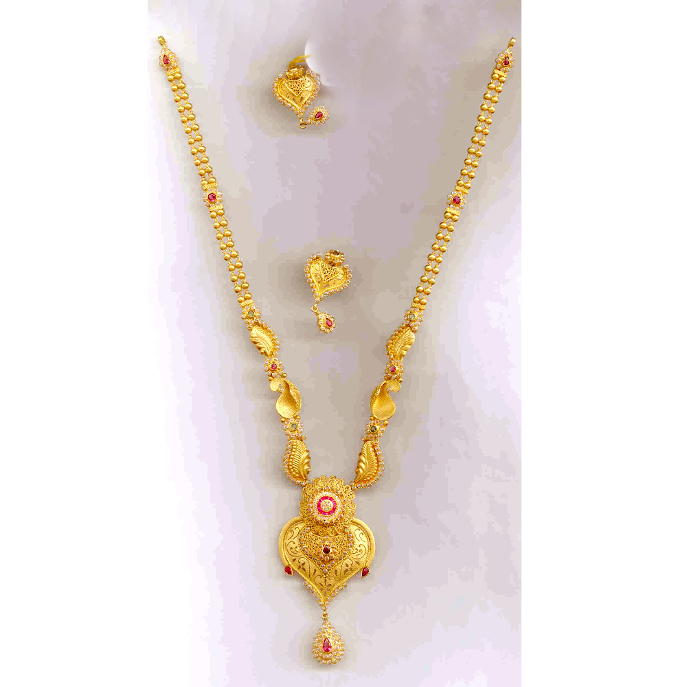 Gold Antique Designer Necklace Set Yellow