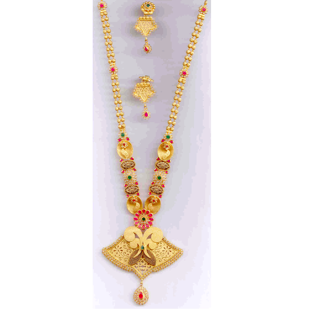 Gold Ladies Uncut Antique Necklace Set Yellow