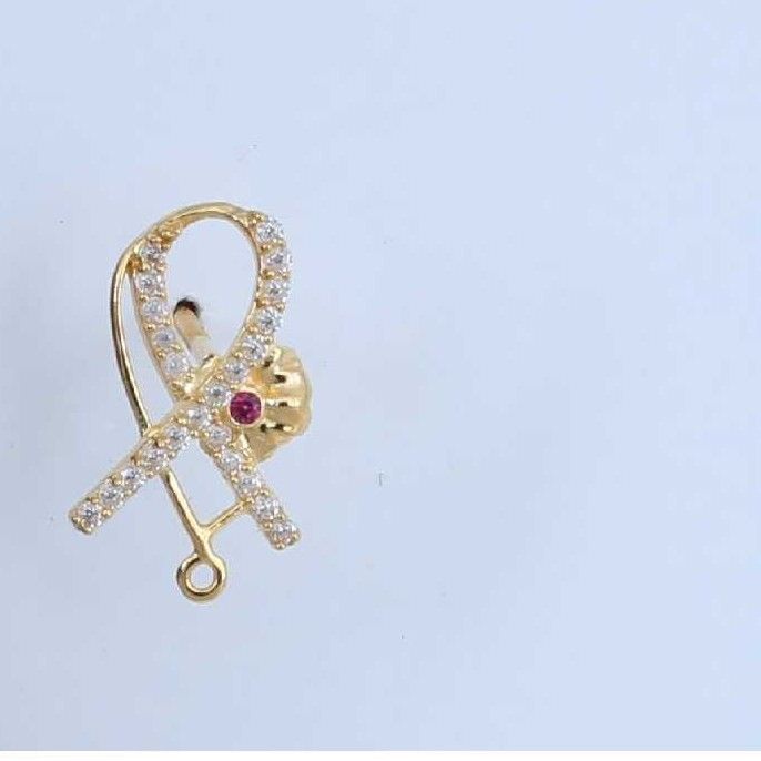 Traditional 18KT Gold CZ AD Stone Butti