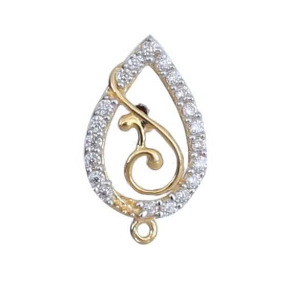 18KT Gold Indian Designer CZ AD Stone Pendant