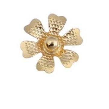 18K Gold Ladies Indian Plain Flower Earrings