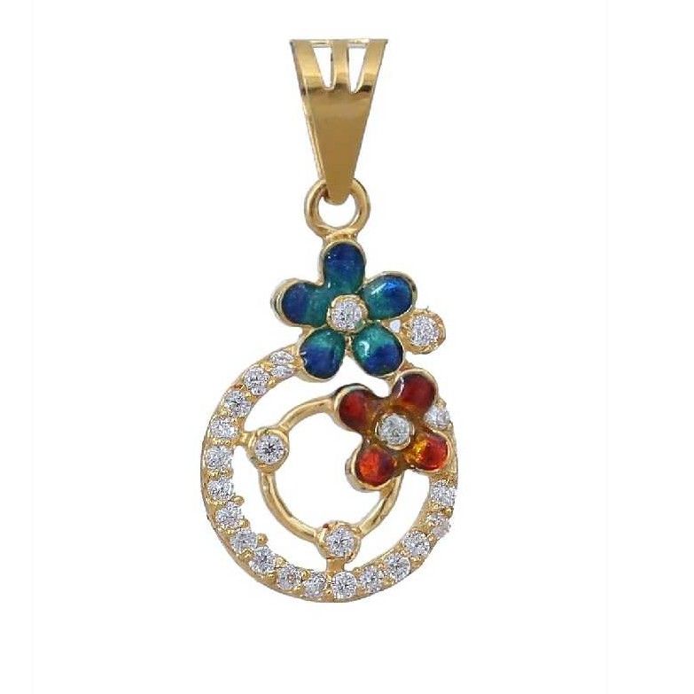 18KT Gold Natural CZ Stone Attractive Floral Pendant