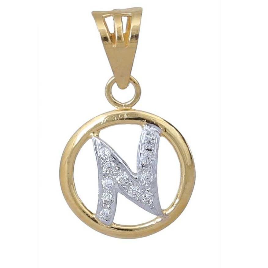 18KT Gold CZ Stone Alphabet ' N ' Pendant