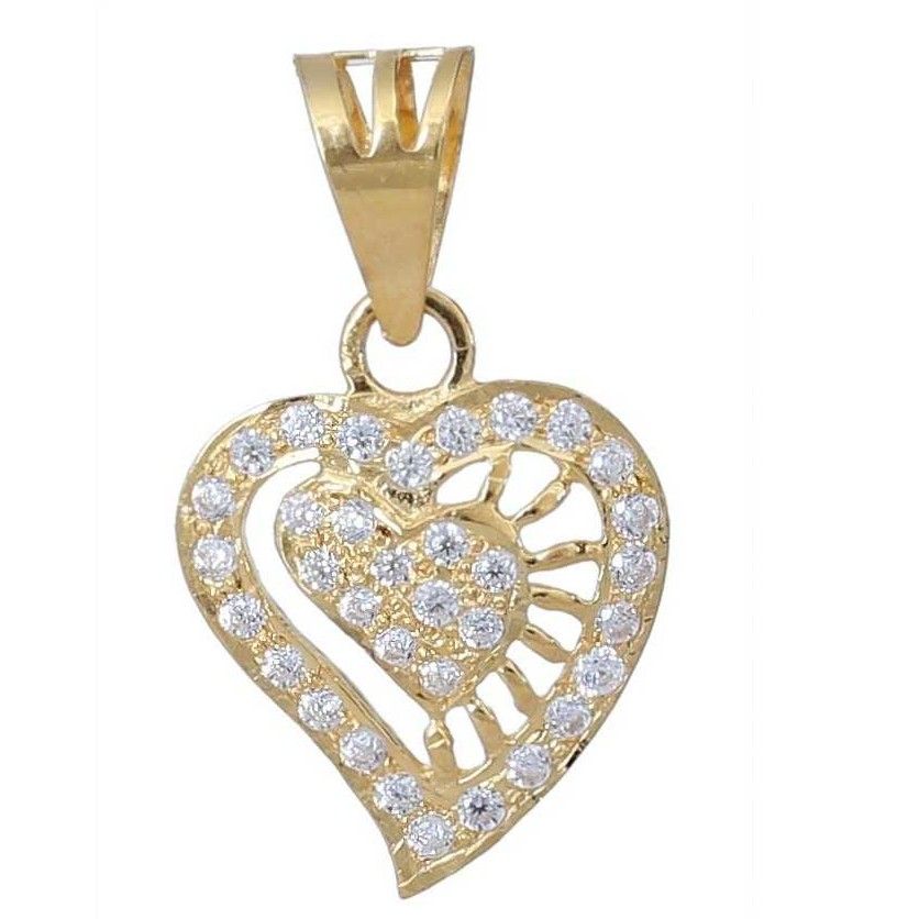 18KT Gold Stylish CZ Stone Heart Pendant