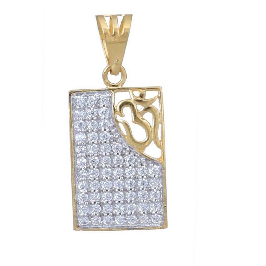 18K / 750 Gold CZ Stone Om Ladies Pendant