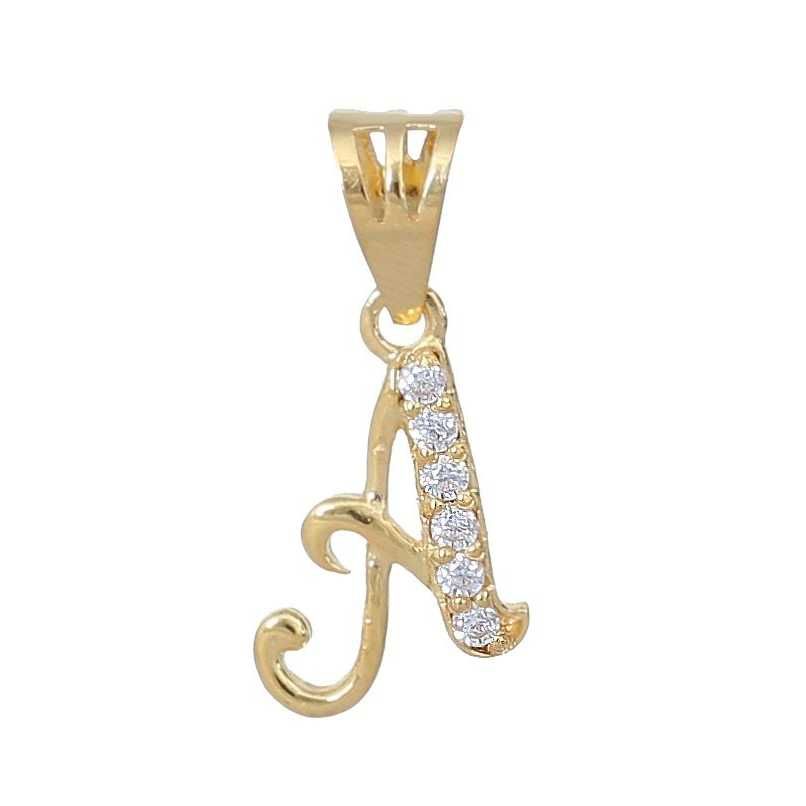 18KT Gold CZ Stone Letter ' A ' Pendant
