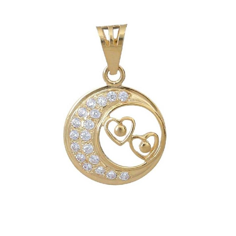 18K / 750 Gold Ladies Indian CZ Stone Heart Pendant