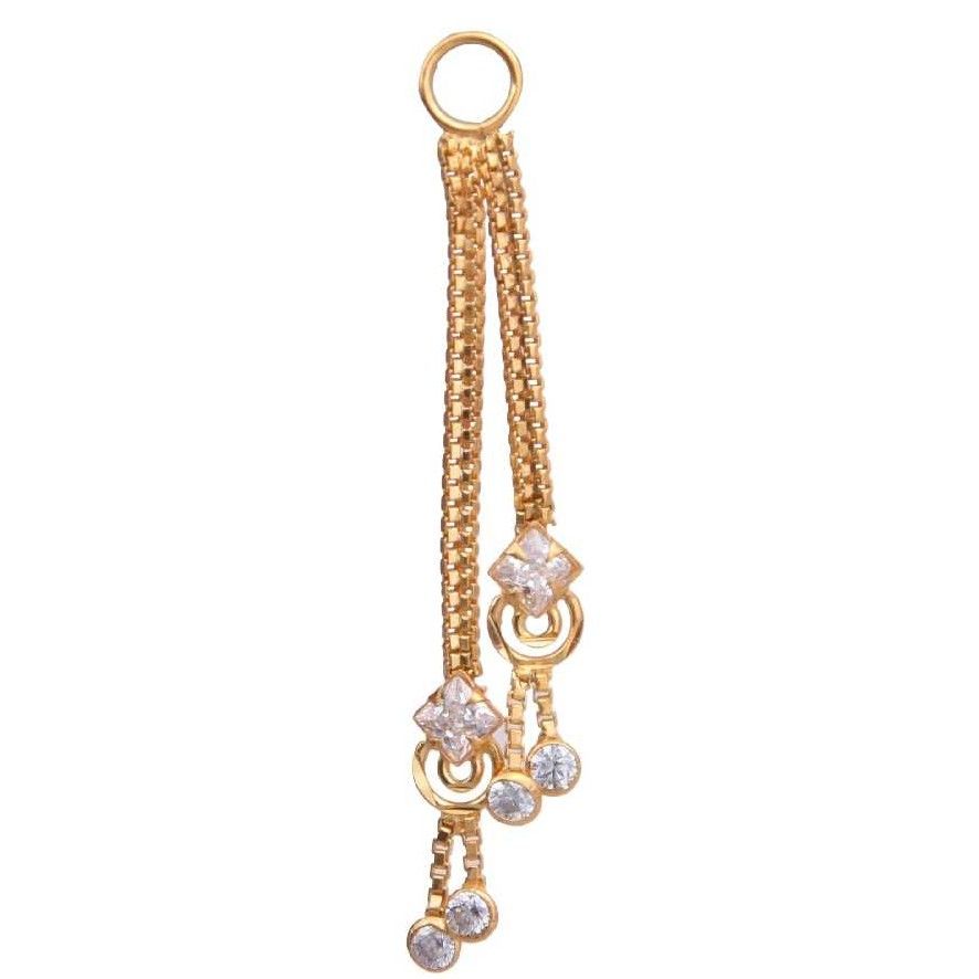 18KT Gold Fancy CZ Stone Earring Latkan