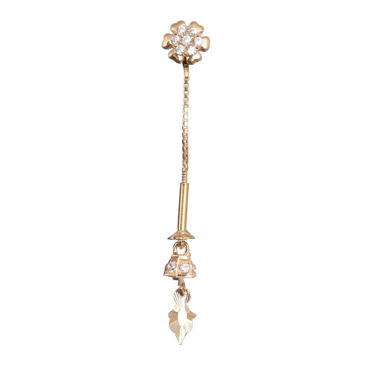 18K Yellow Gold Indian CZ Vertical Earring