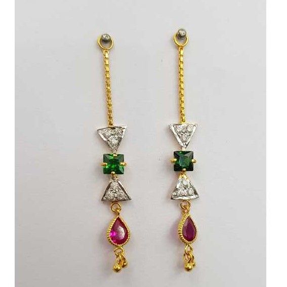 18KT Gold Fancy Stone Earrings Latkan