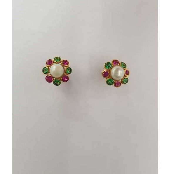 18KT Gold Fancy White & Color Stone Tops