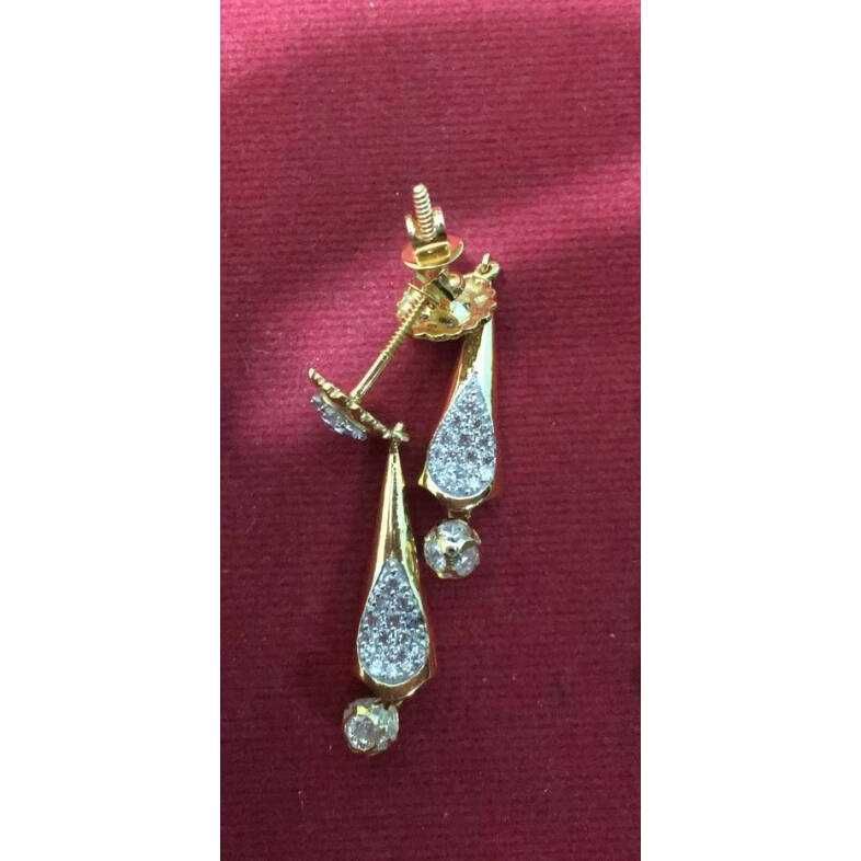 750 Yellow Gold Designer Ladies Indian Earrings