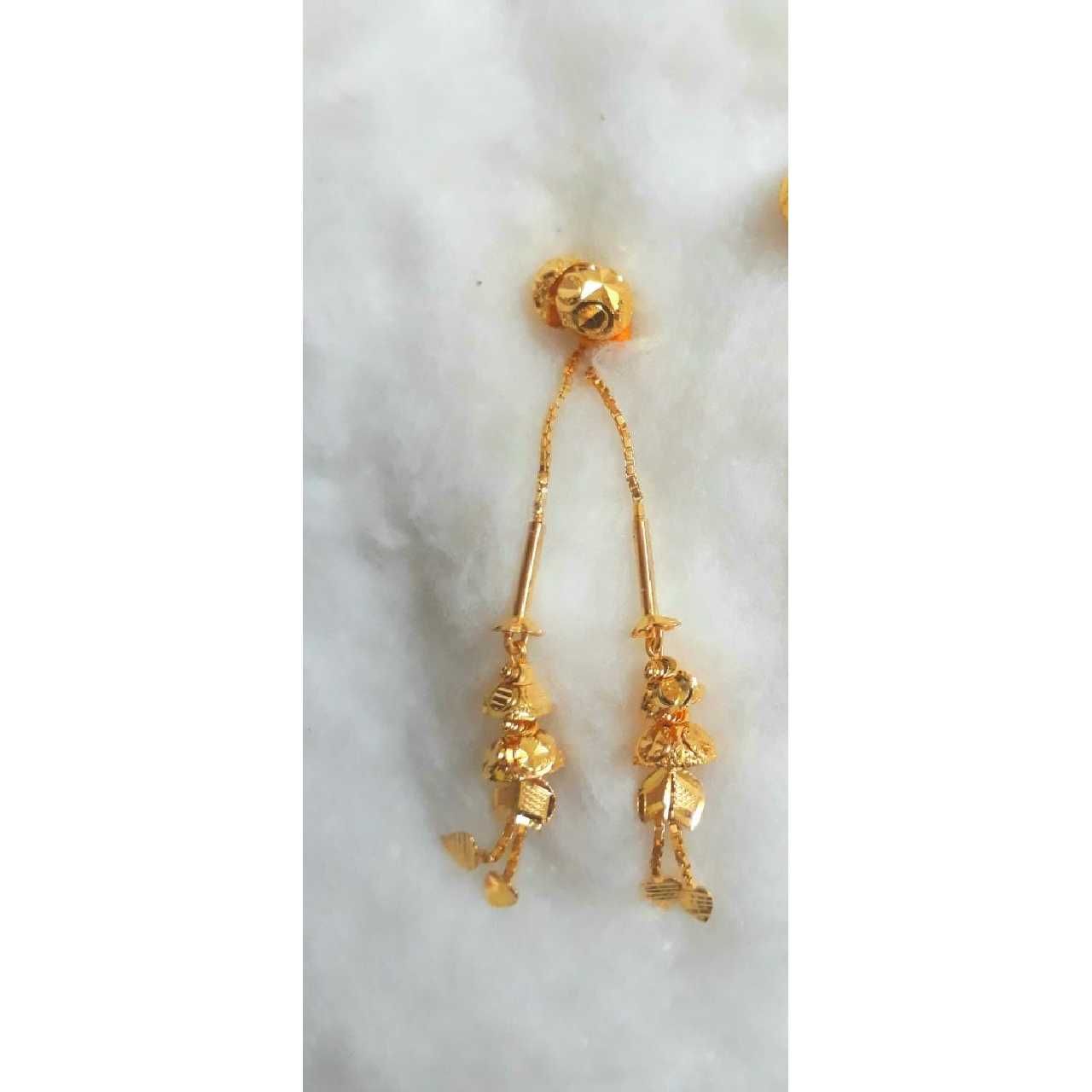 18KT Yellow Gold Ladies Indian Fancy Vertical Earring