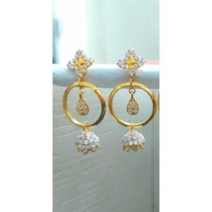 Fancy 750 Gold Ladies Indian Studded Earrings