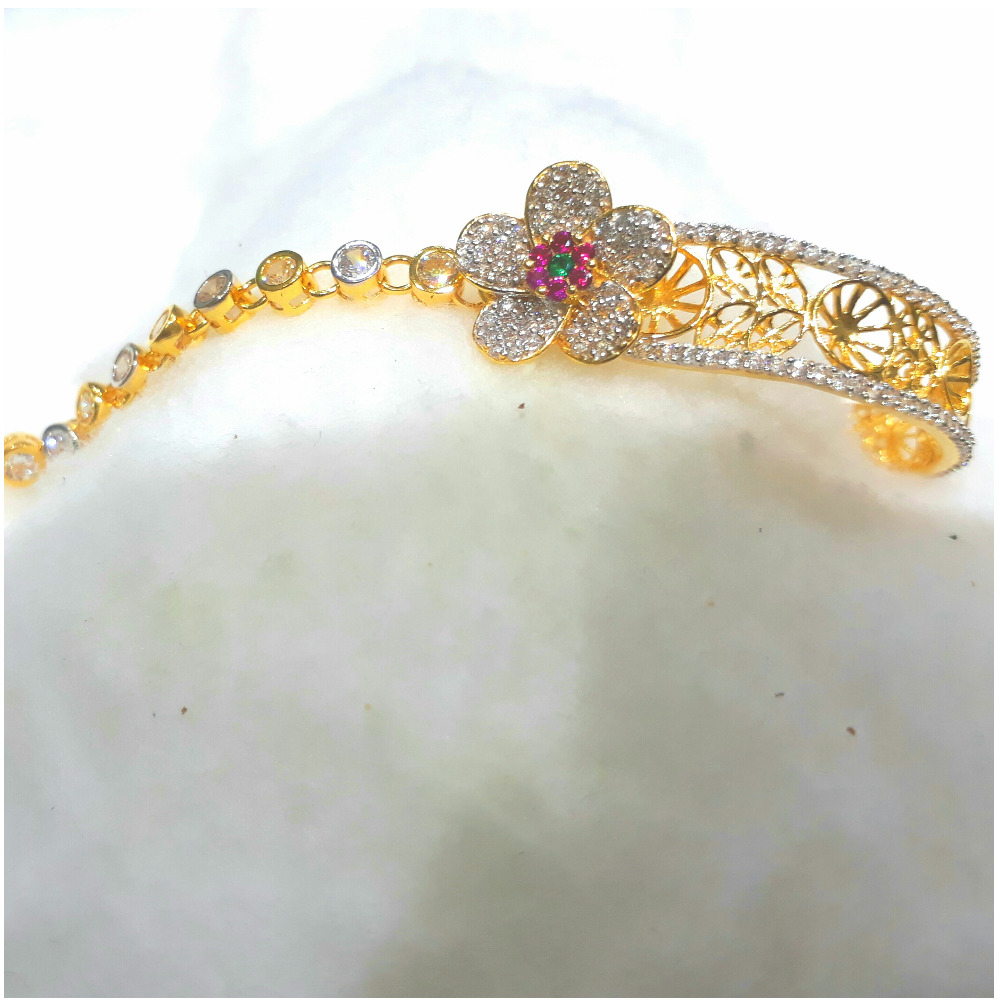 18KT Gold rose flower gemstone ladies bracelet