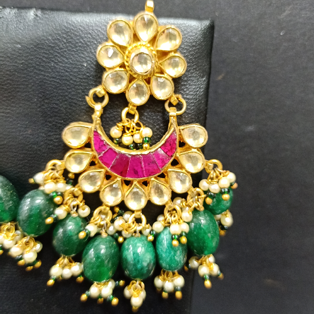 Pachi kundan chandbali earrings