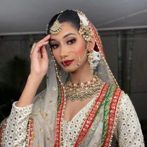 gold plated pachhi kundan red & green hanging nackless