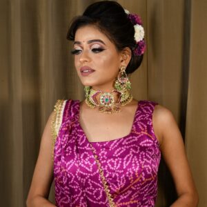 Gold plated pearls and pachhi kundan pink choker nackless