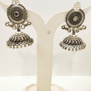 Temple Oxidised Silver Jewel choker with kundan work necklace set 1649