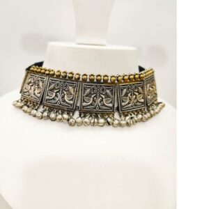 Antique choker Oxidized with gold plated necklace set 1648