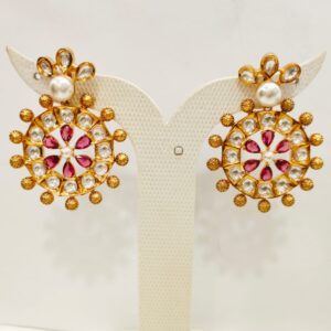 Gold plated choker with kundan work necklace set 1615