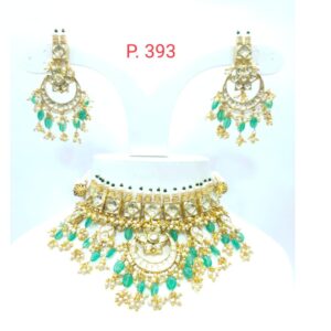 Full choker antique with sky blue stone hand made necklace set 1613