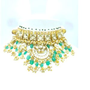 Full choker antique with sky blue stone hand made necklace set 1613