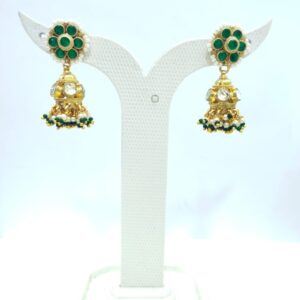 Full Choker with green beads and kundan work necklace set 1611