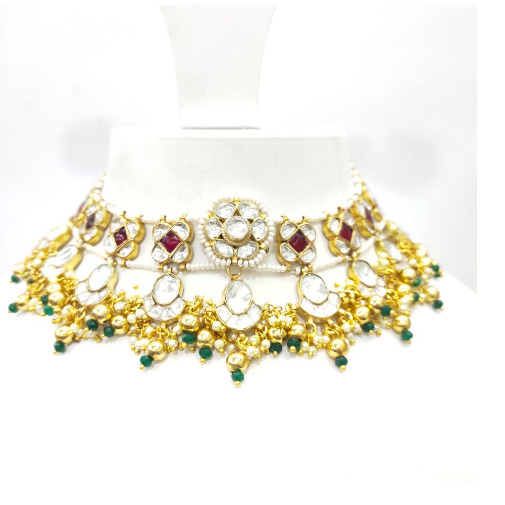Choker with ruby hanging emerlad for wedding necklace set 1602