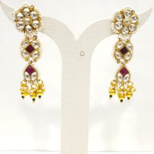 Beautiful with antique design kundan and ruby gold plated necklace set 1601
