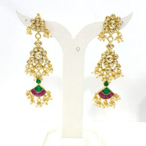 Full choker with hanging ruby and emrald stone Anniversary special necklace set 1593