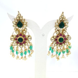 Antique Traditional kundan choker with emerald and ruby stone necklace set 1588