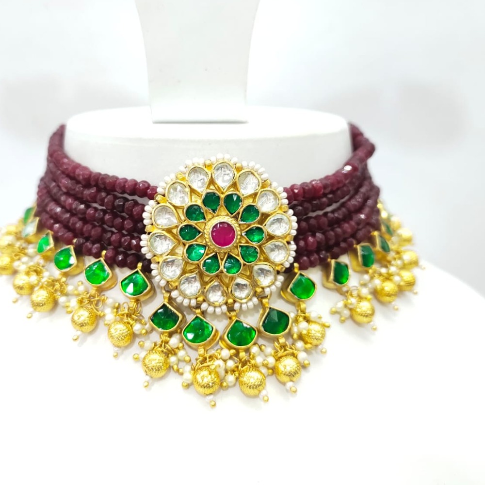 Middle flower work design with antique and Traditional wedding necklace set 1549