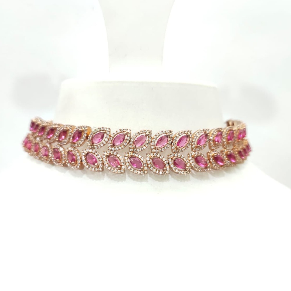 Rose Gold polish stone & Diamond choker set 1494