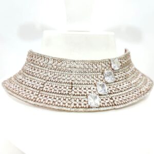Wedding diamond stone with choker antique necklace set 1493