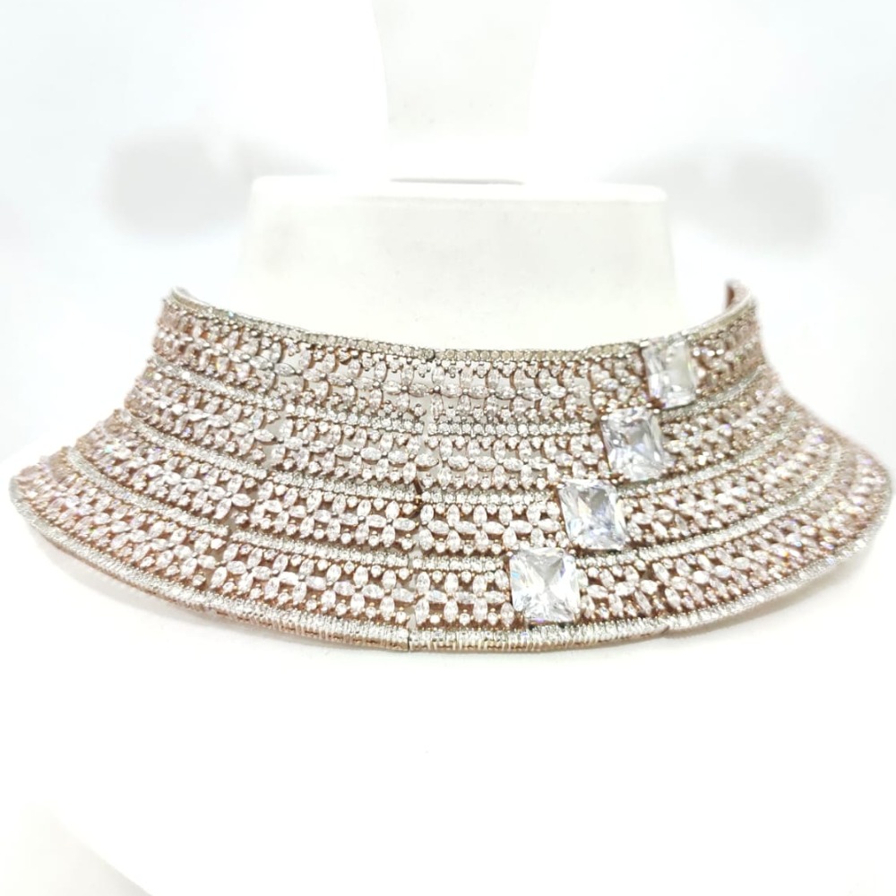 Wedding diamond stone with choker antique necklace set 1493