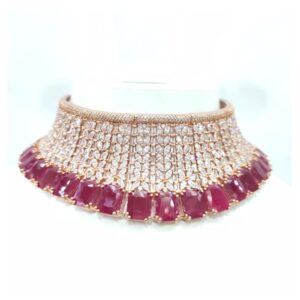 Big ruby stone maharani and antique choker necklace set 1449